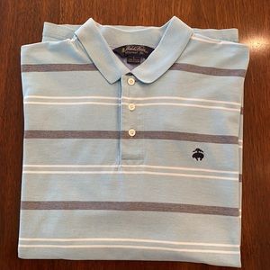 Brooks Brothers Blue Striped Original Preppy Casual Professional Polo Shirt